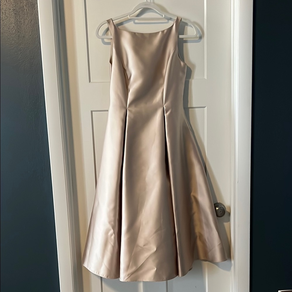 Adrianna Papell Cream Pleated Midi Dress